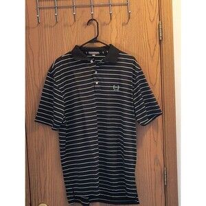 Peter Millar Summer Comfort Medium Polo Black Green Stripe Golf Cool